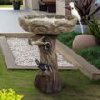 Watnature 23in. Tall Fibre Reinforced Concrete Birdbaths with Birds for Patio, Woodland Tree Trunk Decorative Bird Bath for Garden B_SJ30011