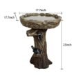 Watnature 23in. Tall Fibre Reinforced Concrete Birdbaths with Birds for Patio, Woodland Tree Trunk Decorative Bird Bath for Garden B_SJ30011