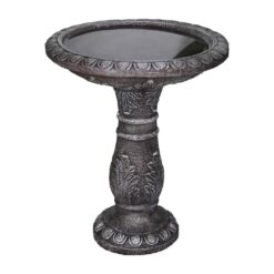 Watnature 20in. Dia. X 24.4in. H Cement Birdbath for Garden- Fibre Reinforced Concrete Bird Baths for Outdoors, Patio, Yard, Lawn B_SJ30015