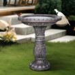 Watnature 20in. Dia. X 24.4in. H Cement Birdbath for Garden- Fibre Reinforced Concrete Bird Baths for Outdoors, Patio, Yard, Lawn B_SJ30015