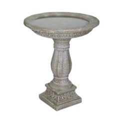 Watnature 23.8 in. Cement Outdoor Bird Bath Fibre Reinforced Concrete Modern Birdbath with Pedestal for Garden, Patio, Yard, Lawn 30039