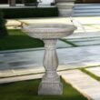 Watnature 23.8 in. Cement Outdoor Bird Bath Fibre Reinforced Concrete Modern Birdbath with Pedestal for Garden, Patio, Yard, Lawn 30039