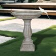 Watnature 23.8 in. Cement Outdoor Bird Bath Fibre Reinforced Concrete Modern Birdbath with Pedestal for Garden, Patio, Yard, Lawn 30039