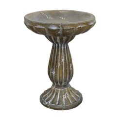 Watnature Concrete Birdbath for Garden -18.1 in. H Bird Baths with Vintage Carve Pedestal for Outdoor, Garden, Patio, Yard, Lawn 30021