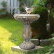 Watnature Concrete Birdbath for Garden -18.1 in. H Bird Baths with Vintage Carve Pedestal for Outdoor, Garden, Patio, Yard, Lawn 30021