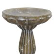 Watnature Concrete Birdbath for Garden -18.1 in. H Bird Baths with Vintage Carve Pedestal for Outdoor, Garden, Patio, Yard, Lawn 30021