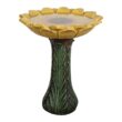 Watnature 24.4 in. H Concrete Outdoor Birdbath - Sunflower Bowl with Green Leaf Pedestal for Garden, Patio, Lawn, Yard Decor 30023
