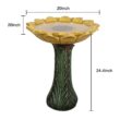 Watnature 24.4 in. H Concrete Outdoor Birdbath - Sunflower Bowl with Green Leaf Pedestal for Garden, Patio, Lawn, Yard Decor 30023