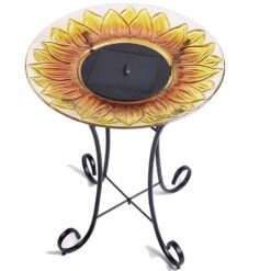 Smart Solar Sunflower Glass Solar Birdbath 20222R01