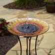 Smart Solar Sunflower Glass Solar Birdbath 20222R01