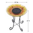 Smart Solar Sunflower Glass Solar Birdbath 20222R01