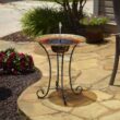 Smart Solar Sunflower Glass Solar Birdbath 20222R01