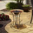Smart Solar Sunflower Glass Solar Birdbath 20222R01