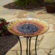 Smart Solar Sunflower Glass Solar Birdbath 20222R01