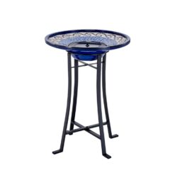 Smart Solar Ravenna Blue Mosaic IntelliSOLAR Ceramic Birdbath with Remote 20747024