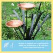 ACHLA DESIGNS 50 in. Tall Copper Double Cattail Birdbath with 2 Bowls and Stake CTBB-01