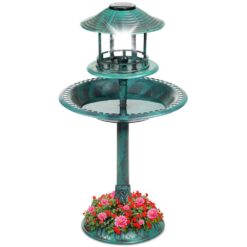 Best Choice Products Solar Green Pedestal Fountain Birdbath SKY5950
