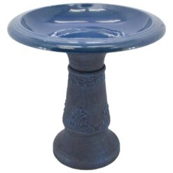 Arcadia Garden Products 20 in. x 20 in. x 20.5 in. Fiberclay Blue Birdbath BB08