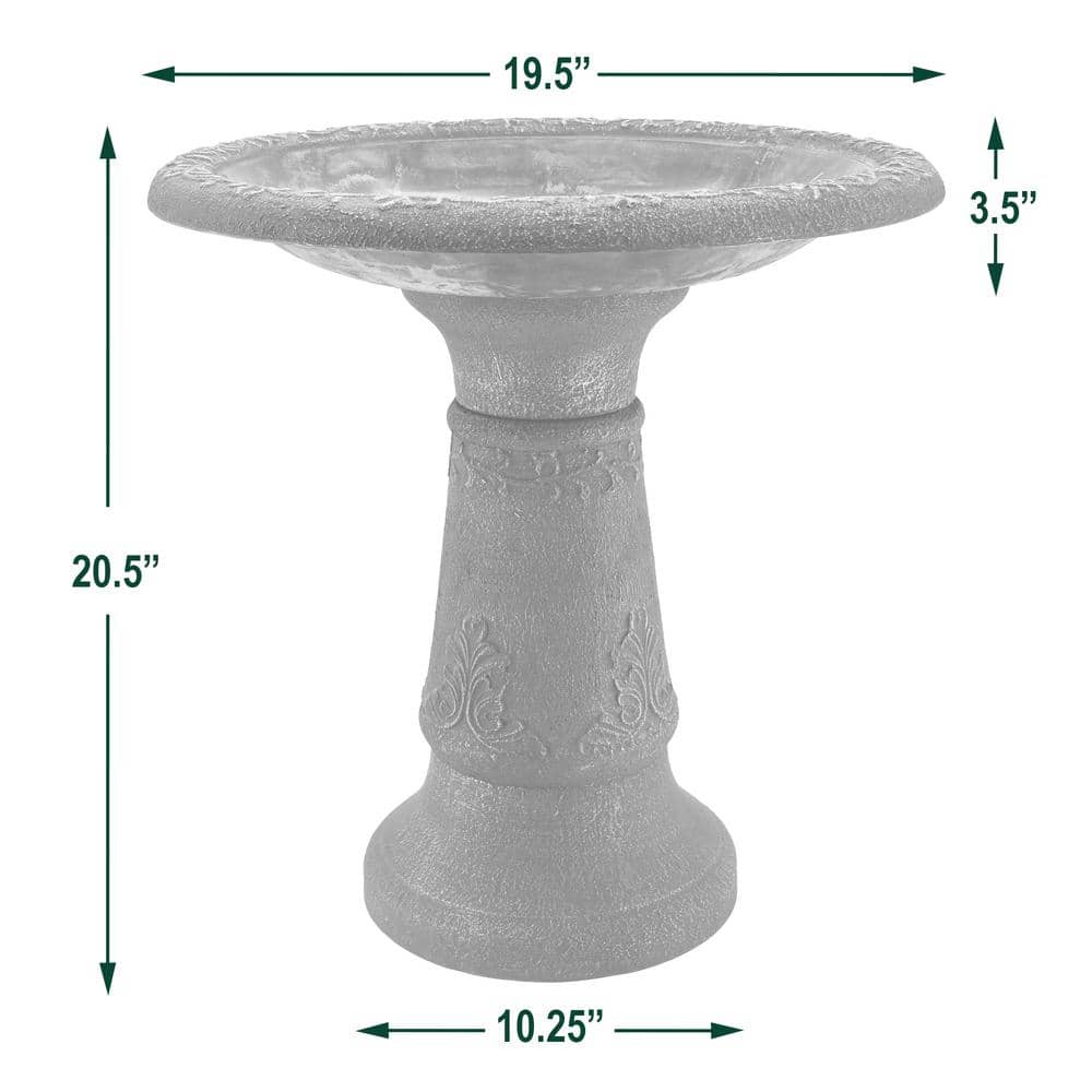 Arcadia Garden Products 20 in. x 20 in. x 20.5 in. Fiberclay Blue Birdbath BB08