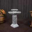 Sunnydaze 25 in. Square 2-Tier Outdoor Birdbath Water Fountain with LED Lights and Electric Submersible Pump SSS-337