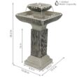 Sunnydaze 25 in. Square 2-Tier Outdoor Birdbath Water Fountain with LED Lights and Electric Submersible Pump SSS-337