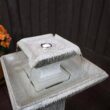 Sunnydaze 25 in. Square 2-Tier Outdoor Birdbath Water Fountain with LED Lights and Electric Submersible Pump SSS-337
