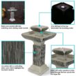 Sunnydaze 25 in. Square 2-Tier Outdoor Birdbath Water Fountain with LED Lights and Electric Submersible Pump SSS-337