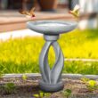 Watnature 21.8 in. H Outdoor Birdbath for Garden -Concrete Modern Freestanding Patio Bird Bath, Yard Statue Garden, Patio, Lawn 30046