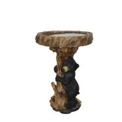 Watnature 23.6 in. Resin Birdbaths for Patio, Woodland Tree Trunk Decorative Black Bears Outdoor Bird Bath for Garden, Yard, Lawn 80002