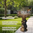 Watnature 23.6 in. Resin Birdbaths for Patio, Woodland Tree Trunk Decorative Black Bears Outdoor Bird Bath for Garden, Yard, Lawn 80002