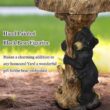 Watnature 23.6 in. Resin Birdbaths for Patio, Woodland Tree Trunk Decorative Black Bears Outdoor Bird Bath for Garden, Yard, Lawn 80002