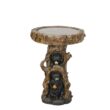Watnature 23.6 in. Resin Birdbaths for Patio, Woodland Tree Trunk Decorative Black Bears Outdoor Bird Bath for Garden, Yard, Lawn 80001