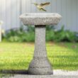 Watnature 22. 8 in. H Freestanding Outdoor Birdbaths with Pedestal for Patio, Backyard, Lawn Decor and Bird Bathing and Feeding 30012