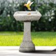 Watnature 22. 8 in. H Freestanding Outdoor Birdbaths with Pedestal for Patio, Backyard, Lawn Decor and Bird Bathing and Feeding 30012