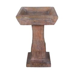 Watnature 15.3 in. Dia. x 23.2 in. Tall Modern Bird Baths for Outdoors Cement Birdbath with Pedestal for Bird Bathing and Feeding 30009