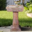 Watnature 15.3 in. Dia. x 23.2 in. Tall Modern Bird Baths for Outdoors Cement Birdbath with Pedestal for Bird Bathing and Feeding 30009