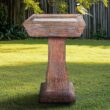 Watnature 15.3 in. Dia. x 23.2 in. Tall Modern Bird Baths for Outdoors Cement Birdbath with Pedestal for Bird Bathing and Feeding 30009
