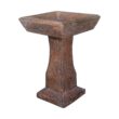 Watnature 15.3 in. Dia. x 23.2 in. Tall Modern Bird Baths for Outdoors Cement Birdbath with Pedestal for Bird Bathing and Feeding 30009