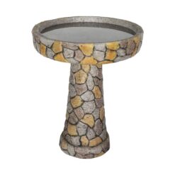 Watnature 24 in. H Concrete Outdoor Birdbath Stone Like Freestanding Garden Birdbath with Pedestal for Outdoors, Patio, Yard, Lawn 30043