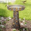 Watnature 24 in. H Concrete Outdoor Birdbath Stone Like Freestanding Garden Birdbath with Pedestal for Outdoors, Patio, Yard, Lawn 30043