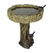 Watnature 24.4in. Fiber Reinforced Concrete Outdoor Garden Birdbath with Birds, Woodland Tree Trunk Decoration Yard Statue SJ30013