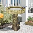 Watnature 24.4in. Fiber Reinforced Concrete Outdoor Garden Birdbath with Birds, Woodland Tree Trunk Decoration Yard Statue SJ30013