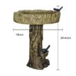 Watnature 24.4in. Fiber Reinforced Concrete Outdoor Garden Birdbath with Birds, Woodland Tree Trunk Decoration Yard Statue SJ30013