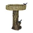 Watnature 24.4in. Fiber Reinforced Concrete Outdoor Garden Birdbath with Birds, Woodland Tree Trunk Decoration Yard Statue SJ30013