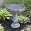 Watnature 21.2 in. Fibre Reinforced Concrete Birdbaths for Outdoors - Tall Bird Bath Stylish with Pedestal for Garden, Patio, Lawn FD30036