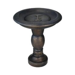 Watnature 22 in. Fibre Reinforced Concrete Pedestal Floor Fountain and Birdbath Outdoor Decor for Garden, Patio, Lawn, Backyard FD30037