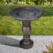 Watnature 22 in. Fibre Reinforced Concrete Pedestal Floor Fountain and Birdbath Outdoor Decor for Garden, Patio, Lawn, Backyard FD30037