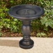 Watnature 22 in. Fibre Reinforced Concrete Pedestal Floor Fountain and Birdbath Outdoor Decor for Garden, Patio, Lawn, Backyard FD30037