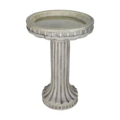 Watnature 24in. Fiber Reinforced Concrete Outdoor Birdbath Stylish with Modern Pedestal for Garden, Patio, Backyard, Lawn SJ30034