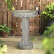 Watnature 24in. Fiber Reinforced Concrete Outdoor Birdbath Stylish with Modern Pedestal for Garden, Patio, Backyard, Lawn SJ30034